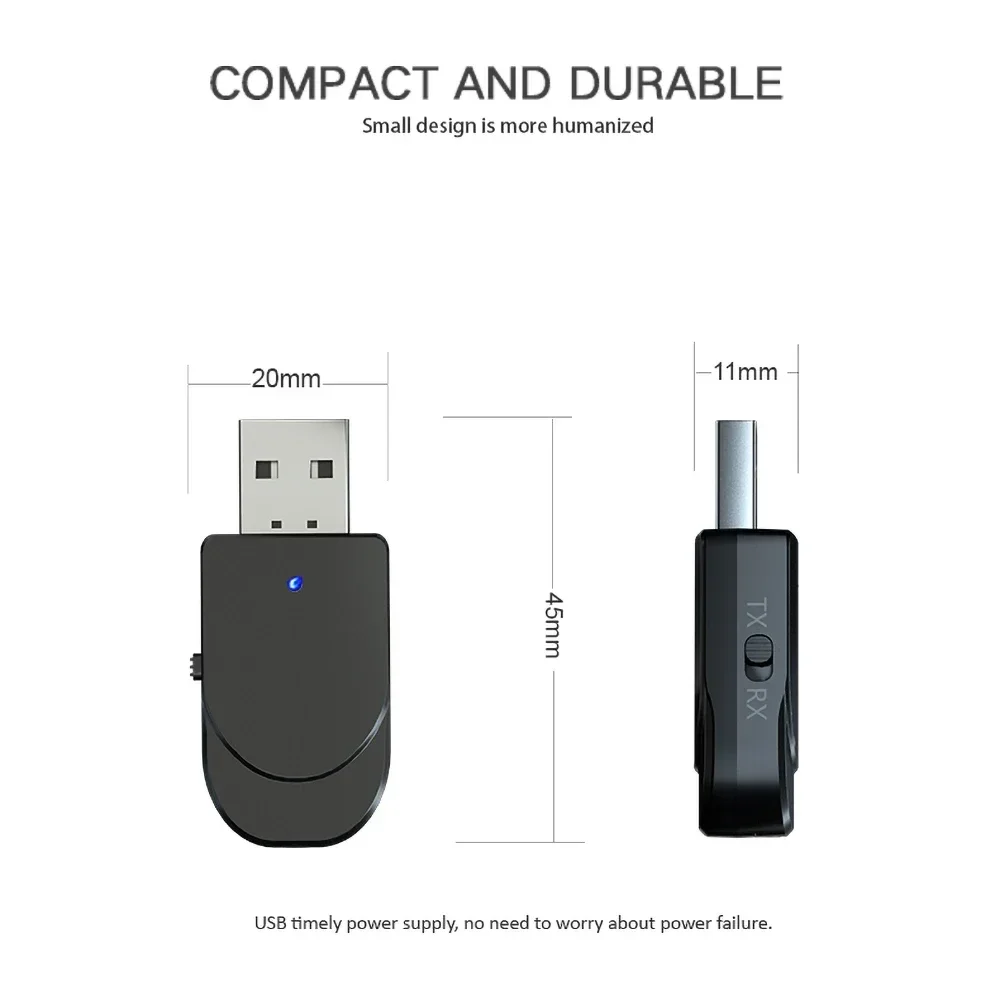 KN330 3in1 Bluetooth 5.0 Transmitter Receiver USB EDR Adapter Dongle 3.5mm AUX RCA for TV PC Headphones Home Stereo Car HIFI