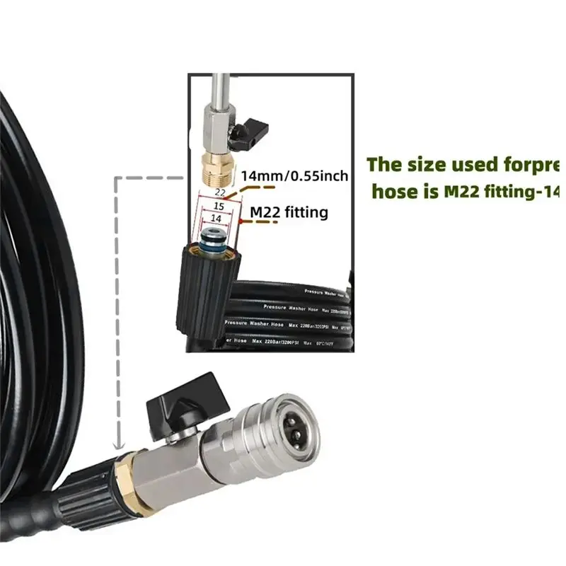 Reliable-High Pressure Washer Ball Valve Kit With 1/4-Inch Quick Connector And M22 14Mm For Power Washer Hose, On/Off Switch Wit
