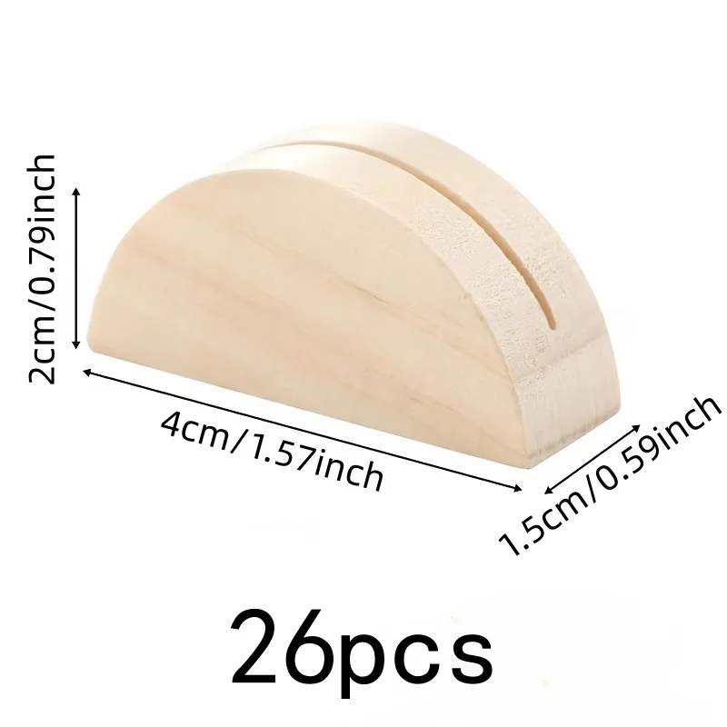 26 pcs Table Place Card Holders, Photo Card Holders, Stable Flat Bottom, Natural Wood Finish, Multipurpose