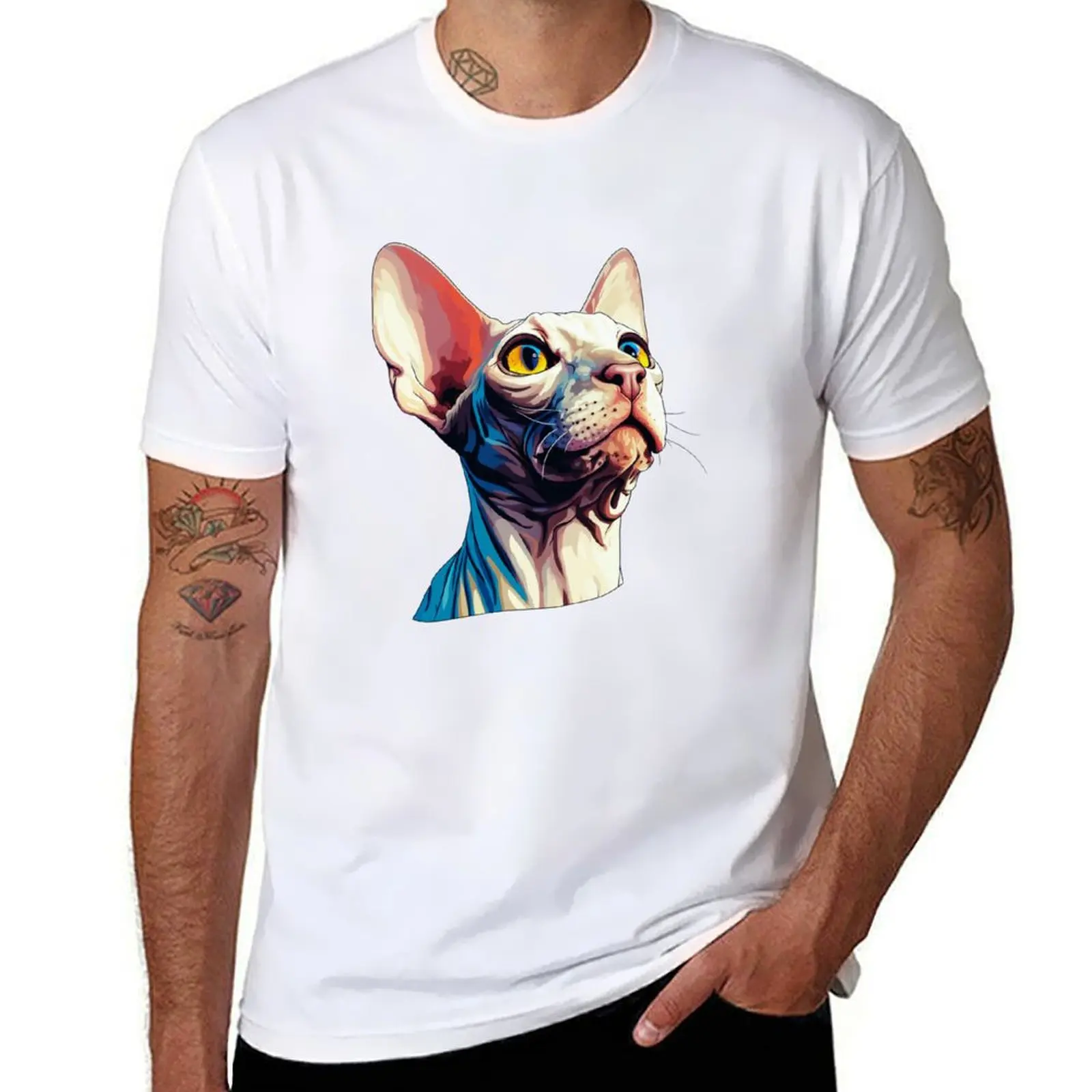 

sphynx sticker T-Shirt black cotton t-shirt plain for man package t shirt man luxury T-Shirt