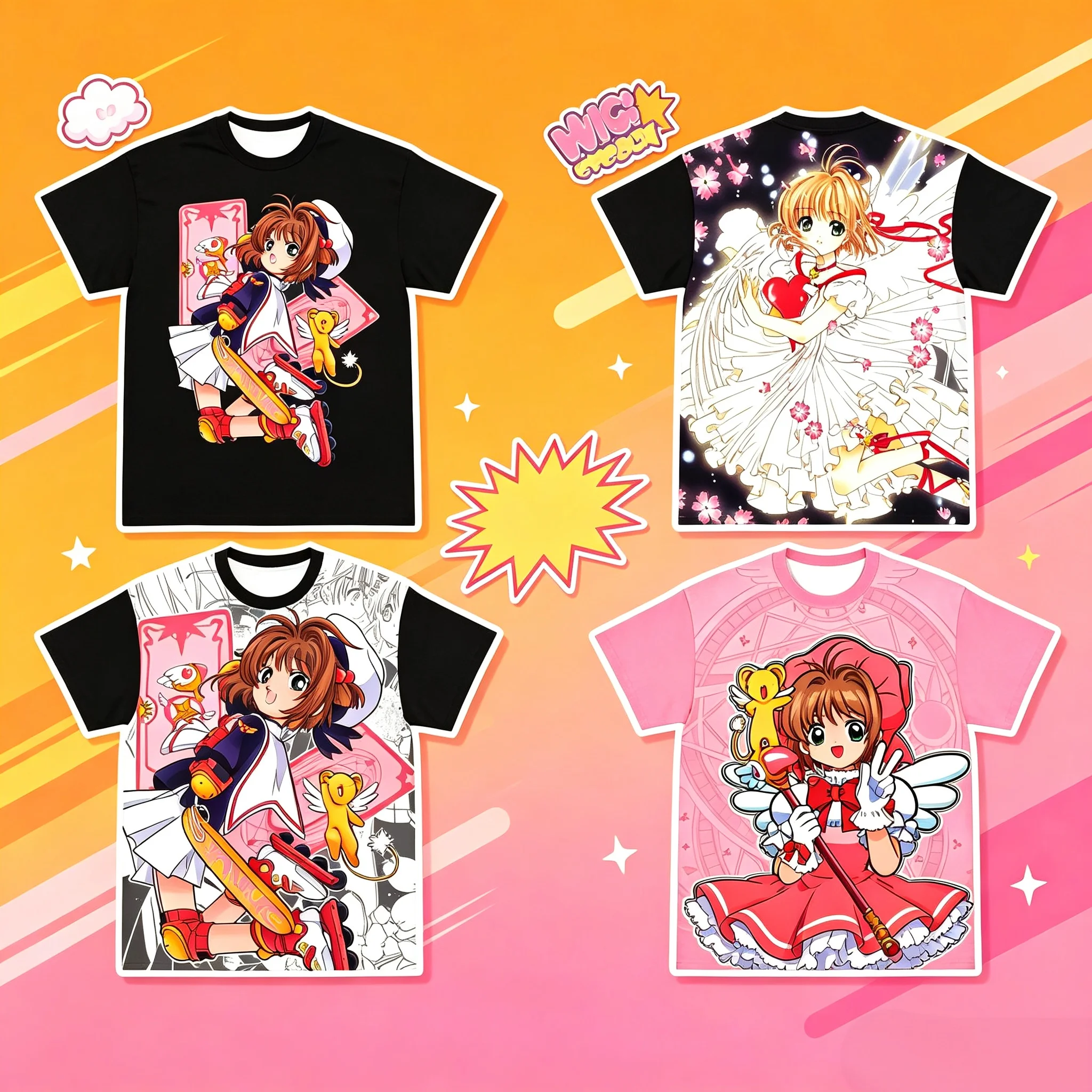 ¡La Receptora Sakura Está Despierta! Camiseta de manga corta con estampado 3D de tablero de ajedrez de cerezo para adultos y niños, estilo anime Y2K, linda y amistosa.