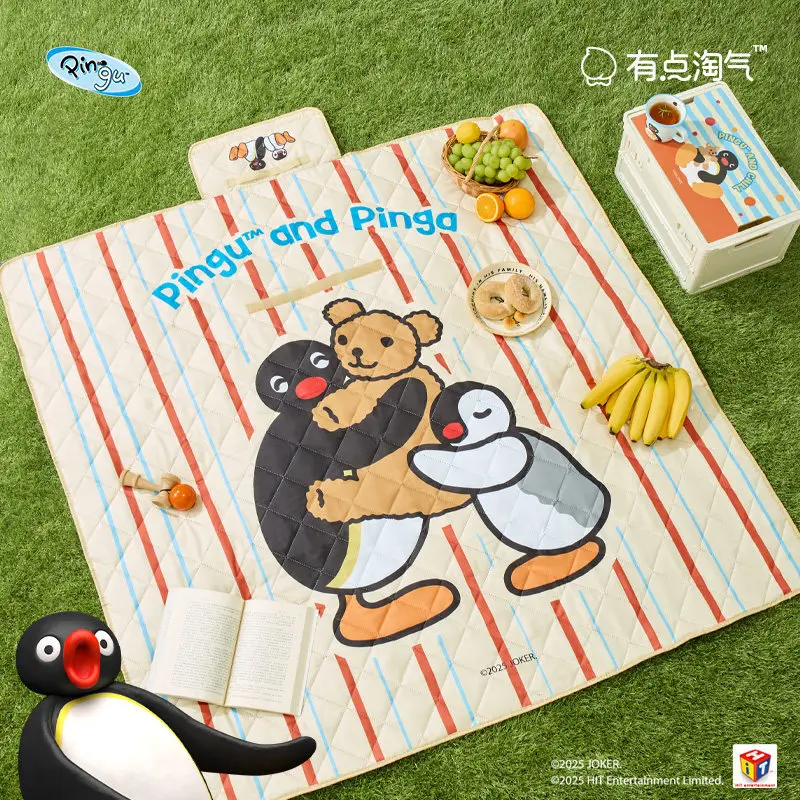 

New Cute Pingu Cartoon Outdoor Camping Picnic Mat Waterproof And Moisture-Proof Mat 150x150cm Portable Foldable Home Mat Gifts