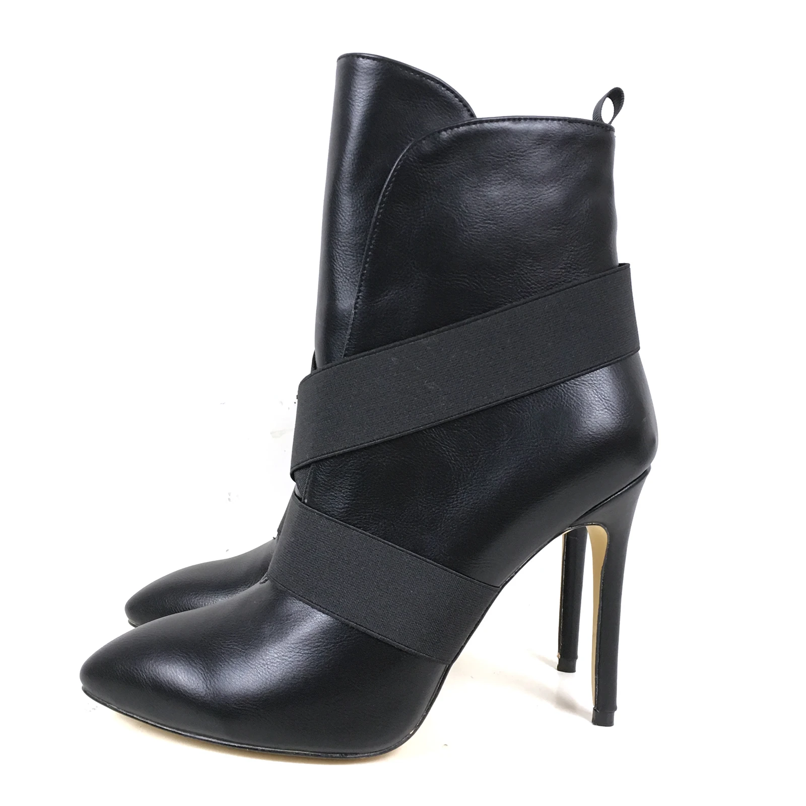 موضة المرأة حذاء من الجلد أشار تو أحذية عالية الكعب الفرقة المحيطي السيدات الخريف الشتاء فستان الخناجر الجوارب الأسود #3