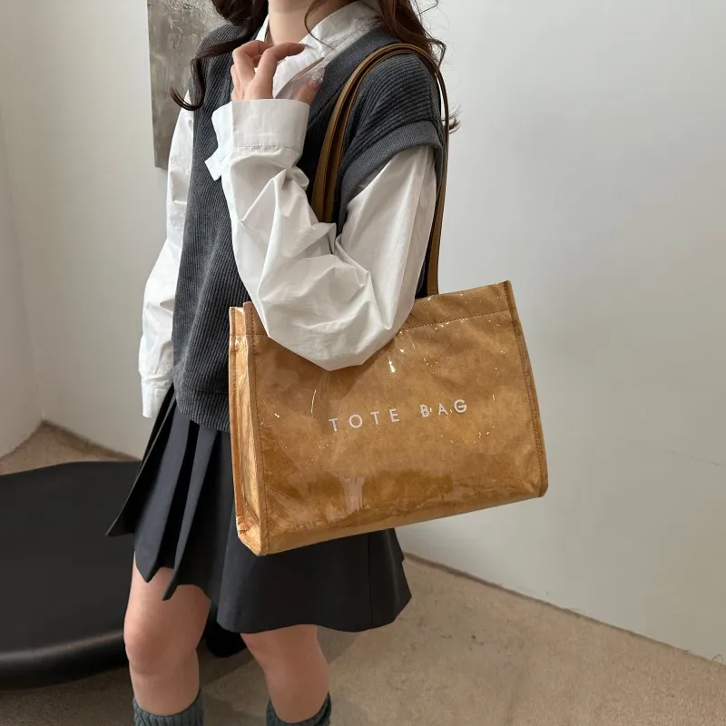 

PVC Dupont Paper Shoulder Bag Waterproof All-Match Shoulder Bag Leisure Shoulder Bag Female Travel Shopping Date Bag