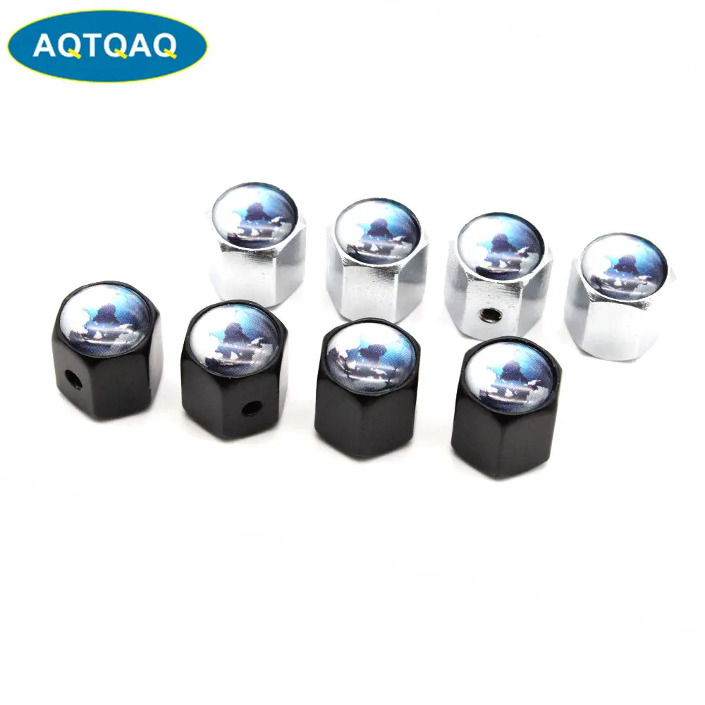 

AQTQAQ 5 Pcs/Set Car Styling Zinc Alloy Anti-theft Earth Style Car Tire Valve Caps Wheel Tires Tire Stem Air Cap Airtight Covers