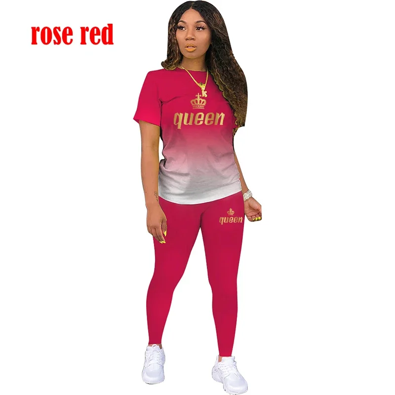 Women\'s 2 Piece Set Fashion Queen Printed Jogging Suit Summer Casual Tracksuit Sportswear Female Sexy Outfits Short Suit