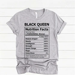 2020 Black Queen Nutritional Facts T-Shirt Black Girl Magic Shirt Women Melanin Shirts Black Power Queen Graphic Tee