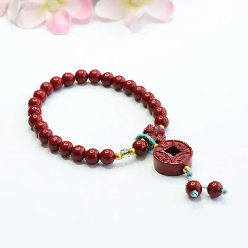 

Natural Genuine Cinnabar Bracelet Purple Gold Peach Blossom Bracelet Men's and women's fine jewelry