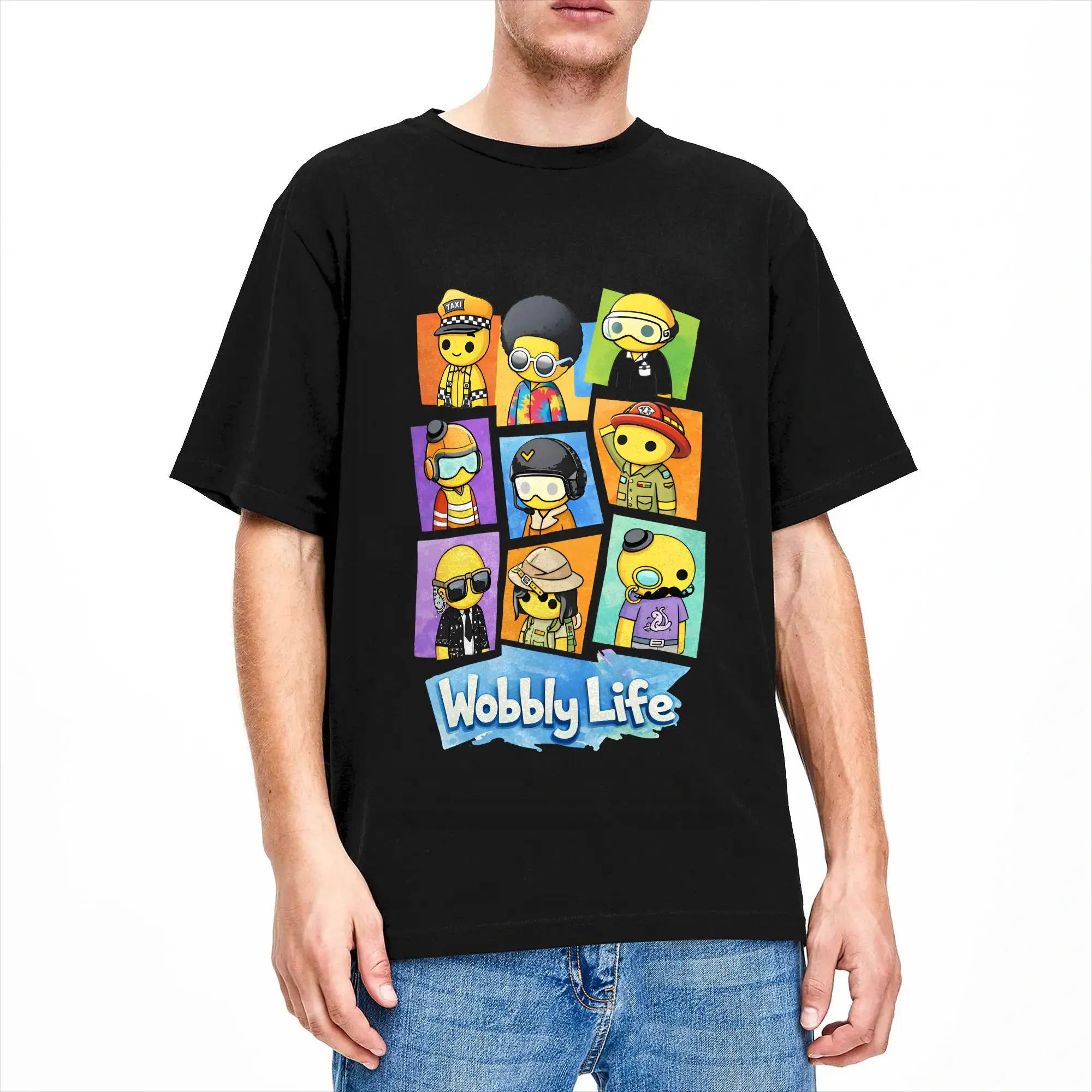 Leisure wobbly life T-Shirts Men Crew Neck Cotton T Shirts  Short Sleeve Tee Shirt Plus Size Clothing