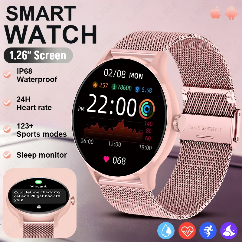 LIGE 24/7 Health Sleep Monitor Smart Watch 1.26