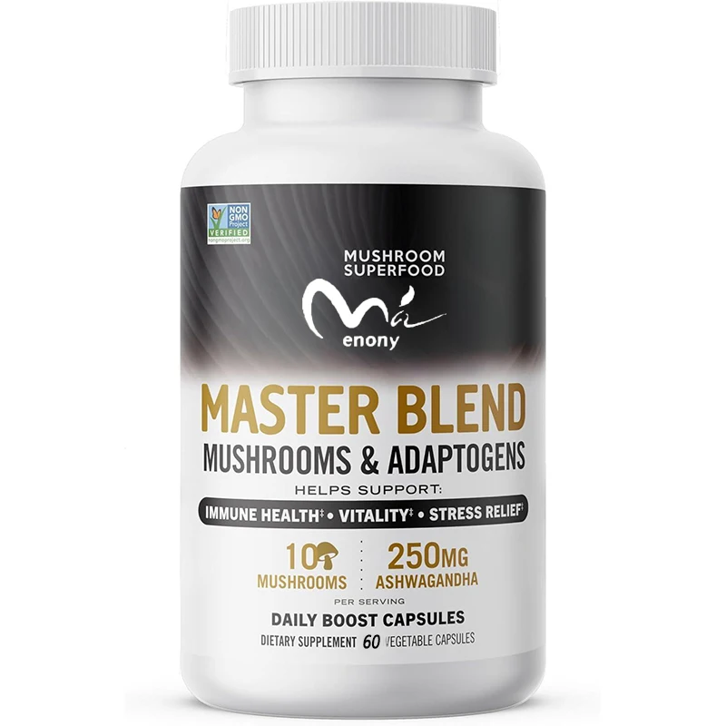 Mix Mushrooms and Adapt to Original Capsule Supplements 60 Pills of 10 Mushroom Compounds for Immune Health and Best Health