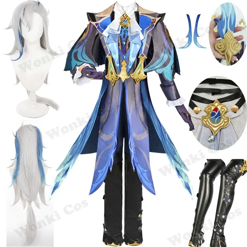 

New Arrival Neuvillette Cosplay Costume Wig Full Set Impact Fontaine Neuvillette Dragon of Water Cosplay Outfits Costumes