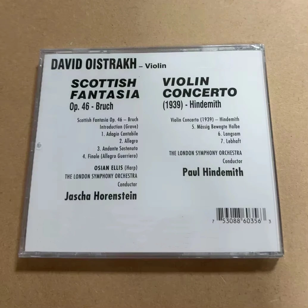 Romantic David Oistrach Hindemith Music CD Scottish Fantasia Album Violin Concerto Music Record Cosplay Walkman Soundtracks Box