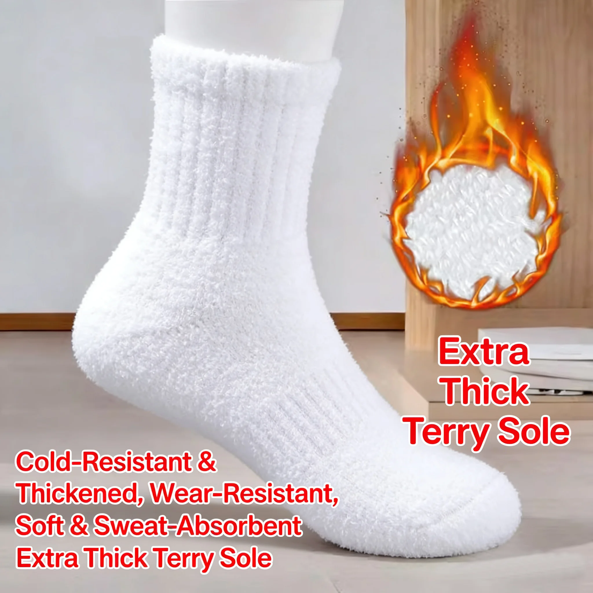 5 Paar dicke Baumwoll-Zwischensohlensocken mit zusätzlichem Fleece, geruchshemmend und schweißabsorbierend, Sportsocken für Herren, Basketballsocken – Detail 17