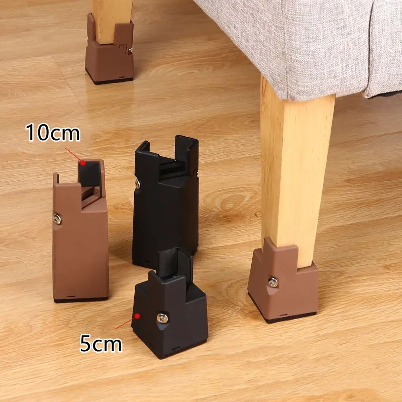 4PCS Adjustable Furniture Leg Risers Heavy Duty Square Round Bed Foot Pads 2 4 Inch Sofa Table Chair Leg Risers Screw Clamp