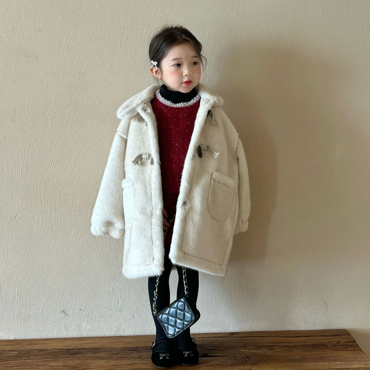 Winter New Children's Clothing Korean Version Children's Clothing Girls' Medium Long Imitation Mink Fur Coat Fur Integrated Coat