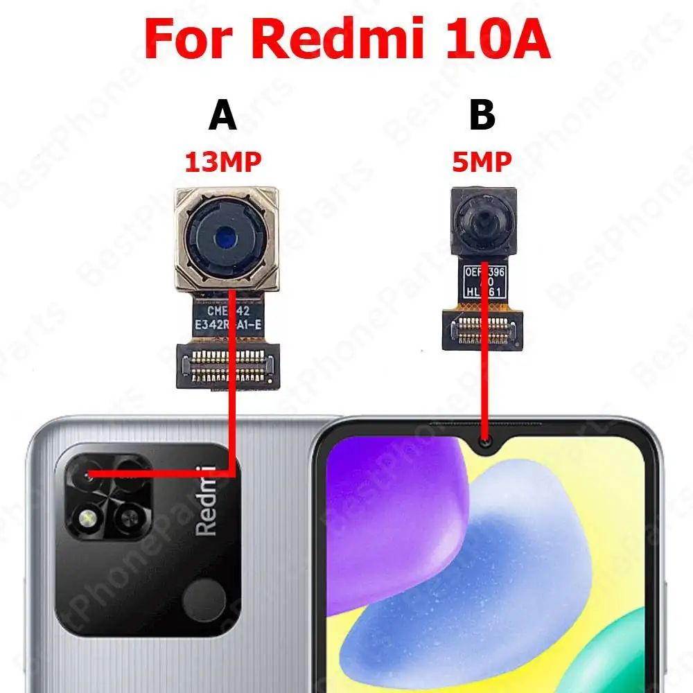 

Камера для Xiaomi Redmi 10A, задняя сторона, передняя часть, фронтальная задняя камера для селфи, модуль запасных частей для мобильного телефона
