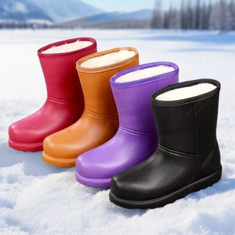 

Новые бархатные зимние ботинки, непромокаемые зимние теплые кухонные утепленные зимние нескользящие хлопковые туфли, непромокаемая обувь из ЭВА