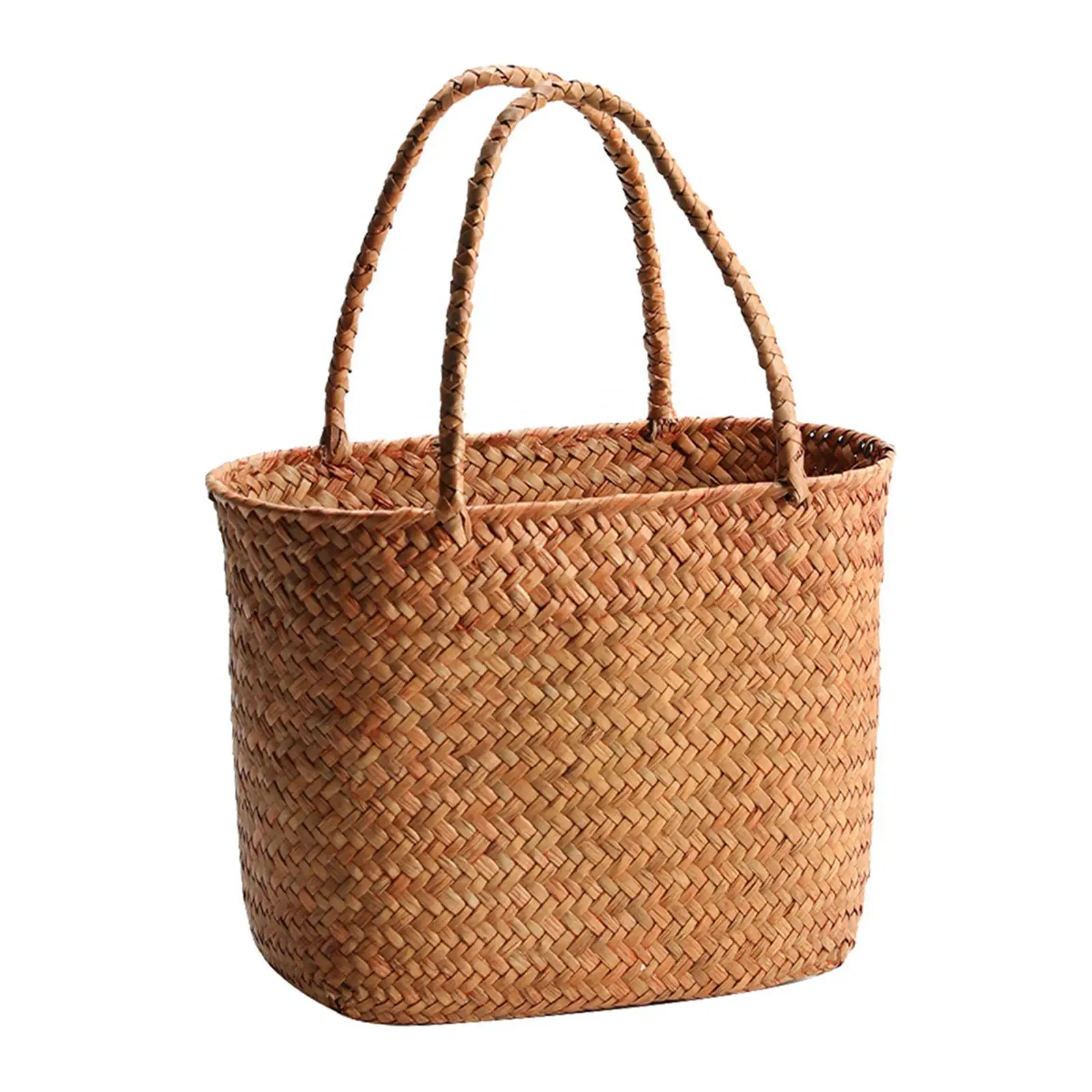 Outdoor Picnic Basket Woven Grocery Baskets Market Basket Woven Shopping Storage Basket for Camping Hiking Kitchen Shopping