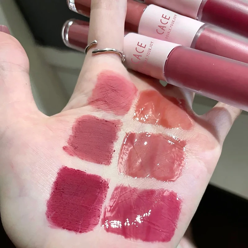 Rouge à lèvres double tête résistant à l'eau, maquillage coréen, gloss, velours, longue durée, glaçure, teinte rouge, liquide, sexy, ensemble, 256