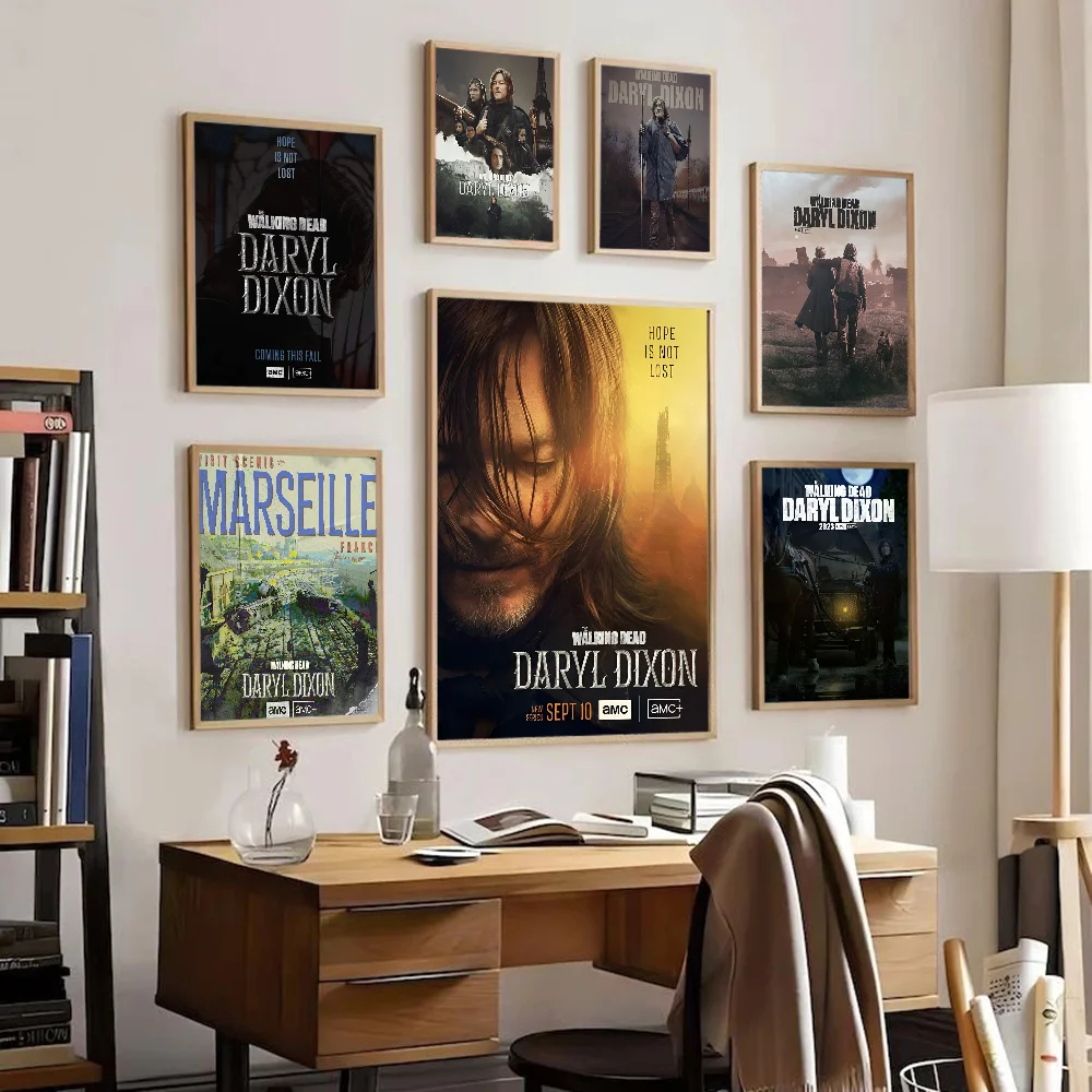 The Walking Dead Daryl Dixon Classic Movie Posters Whitepaper Sticker DIY Room Bar Cafe Aesthetic Art Wall Painting