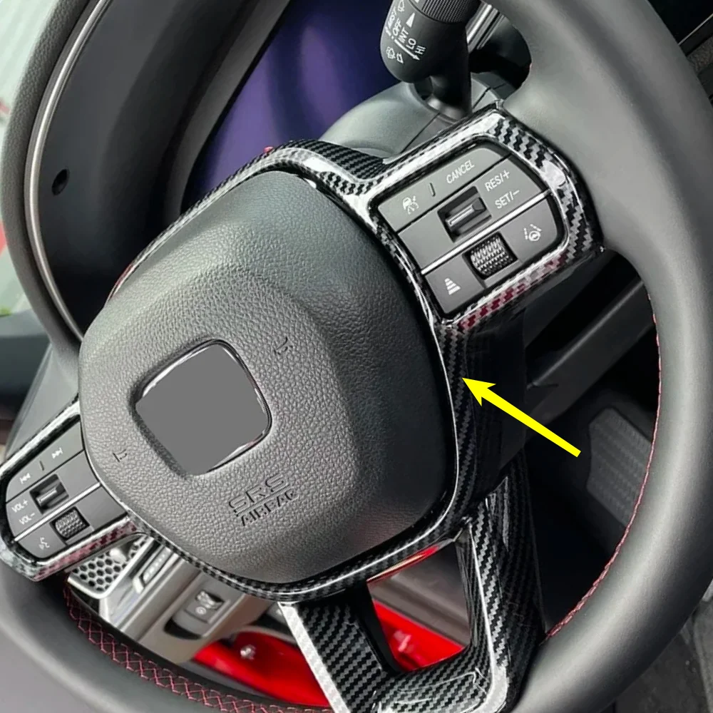 For Honda Civic Integra Sedan 2022 2023 2024 2025 2026 Carbon Fiber Car Steering Wheel Panel Cover Trim Interior Accessories