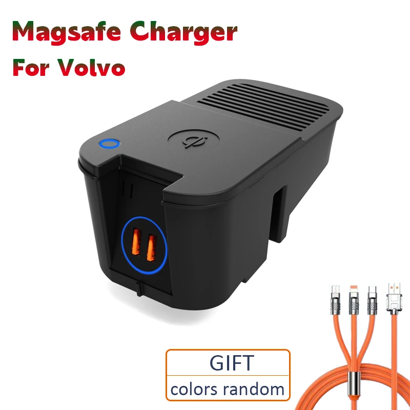 Magnetic Attraction Wireless Charger For Volvo xc90 xc60 s90 s60 v60 v90 Magsafe Charger For IPone 12/13/14 Type-c Interface