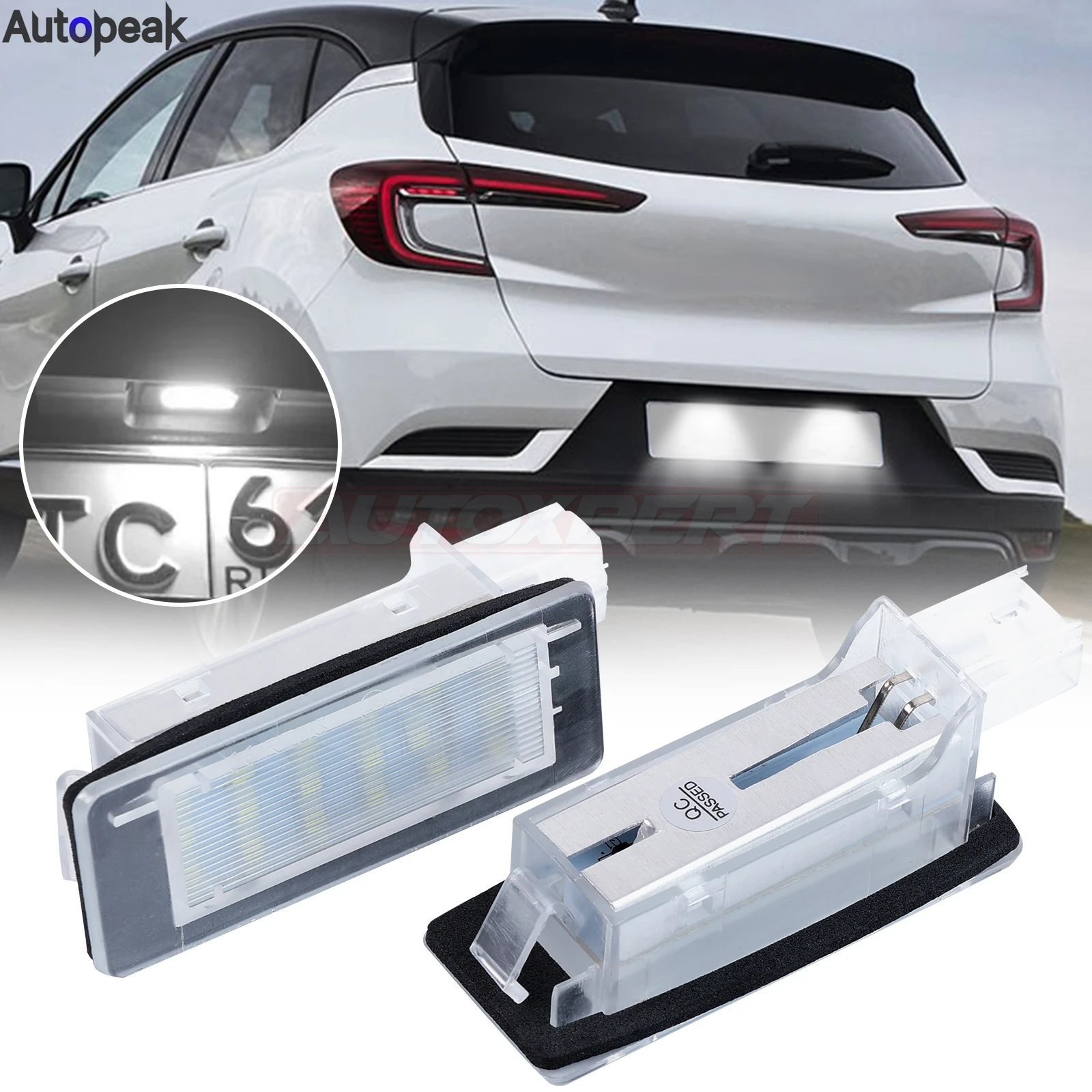 

2Pcs LED Number License Plate Light for Renault Captur J5 Fluence Zoe BFM Laguna 2 3 Espace 4 Grand Scenic 2 3 Car Accessories