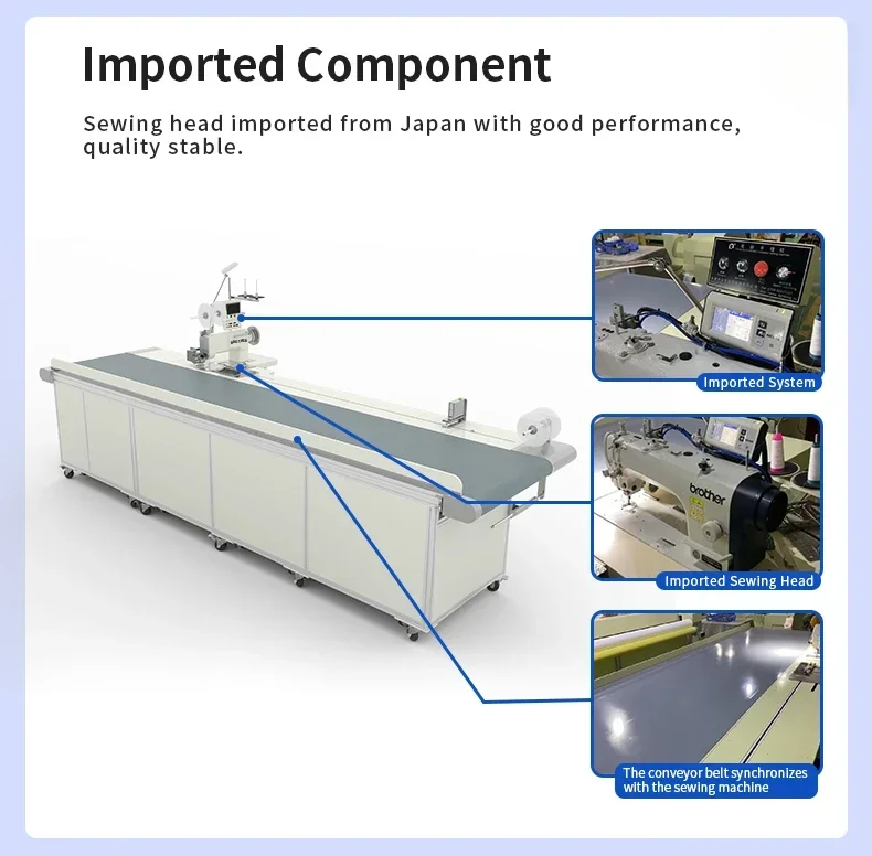 multifunctional curtain hemming machine with conveyor for Banner Hemming