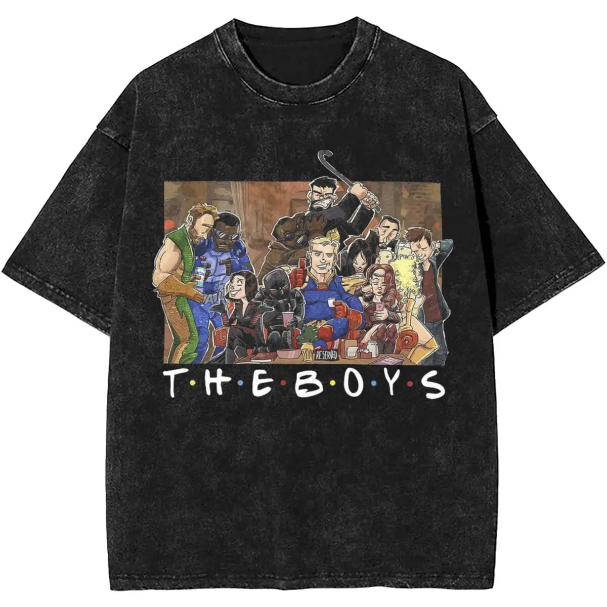 

Stylish The Boys Funny Comic Apparel Shirts Washed Style Men Women Superhero Friends T-Shirt Novelty Top Tee Shirt Streetwear