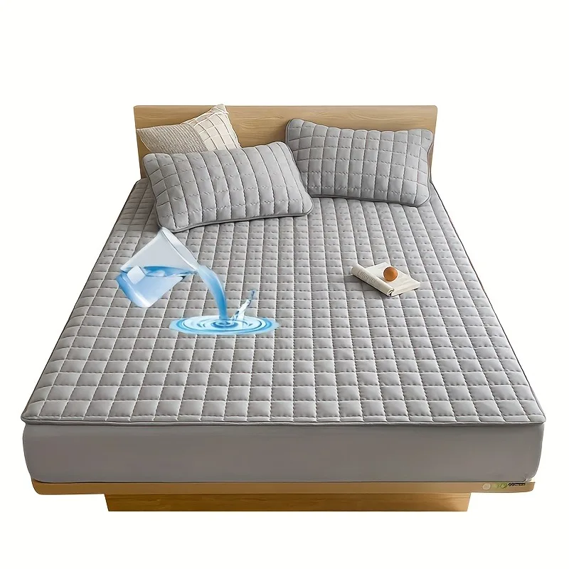 MEICARE 1pc Quilted Mattress Protector (Without Pillow And Core), Soft Comfortable Solid Color Bedding Mattress Cover