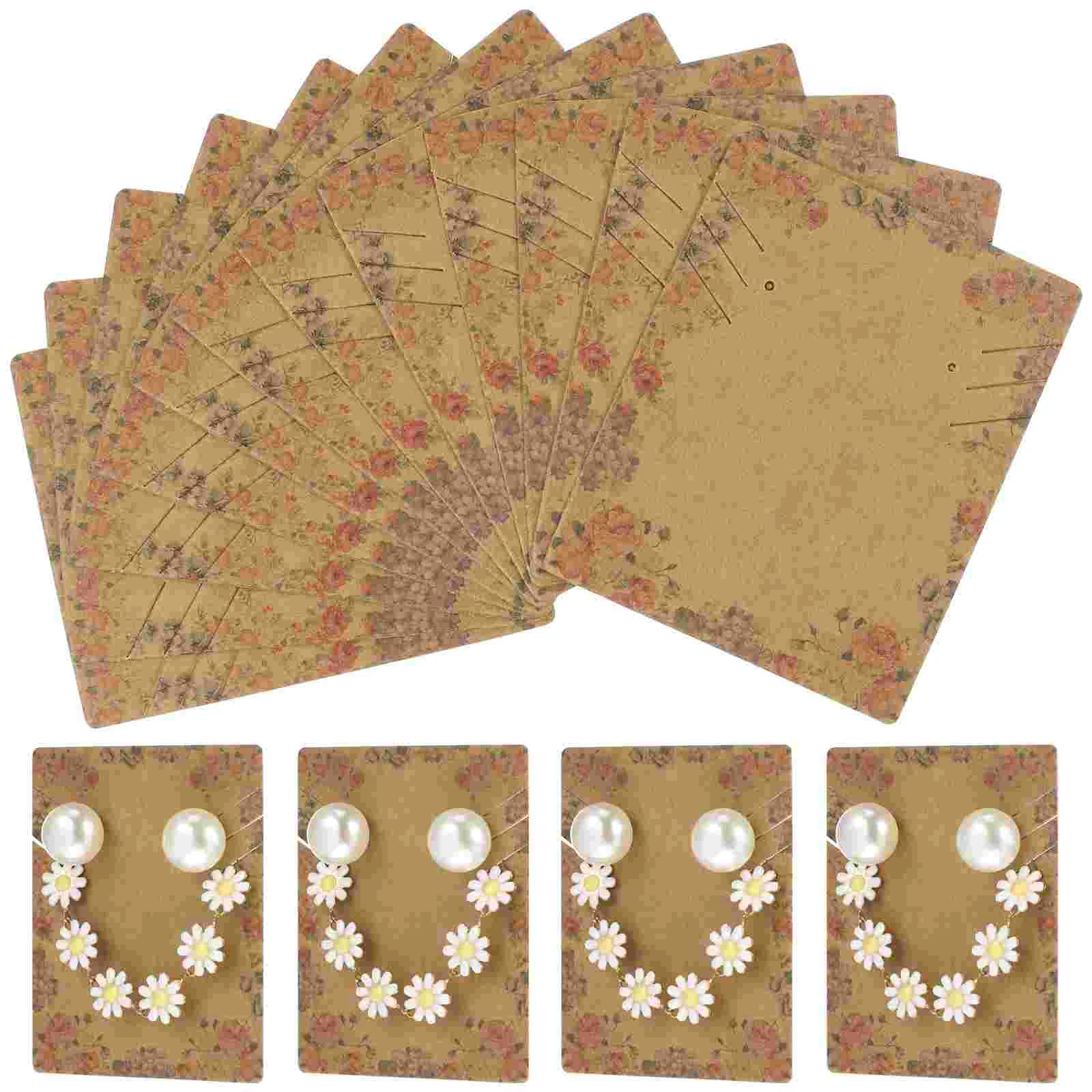 100 Pcs Labels Earrings Display Cards Jewelry Holding Delicate Paper Holder for Storage Necklace Office