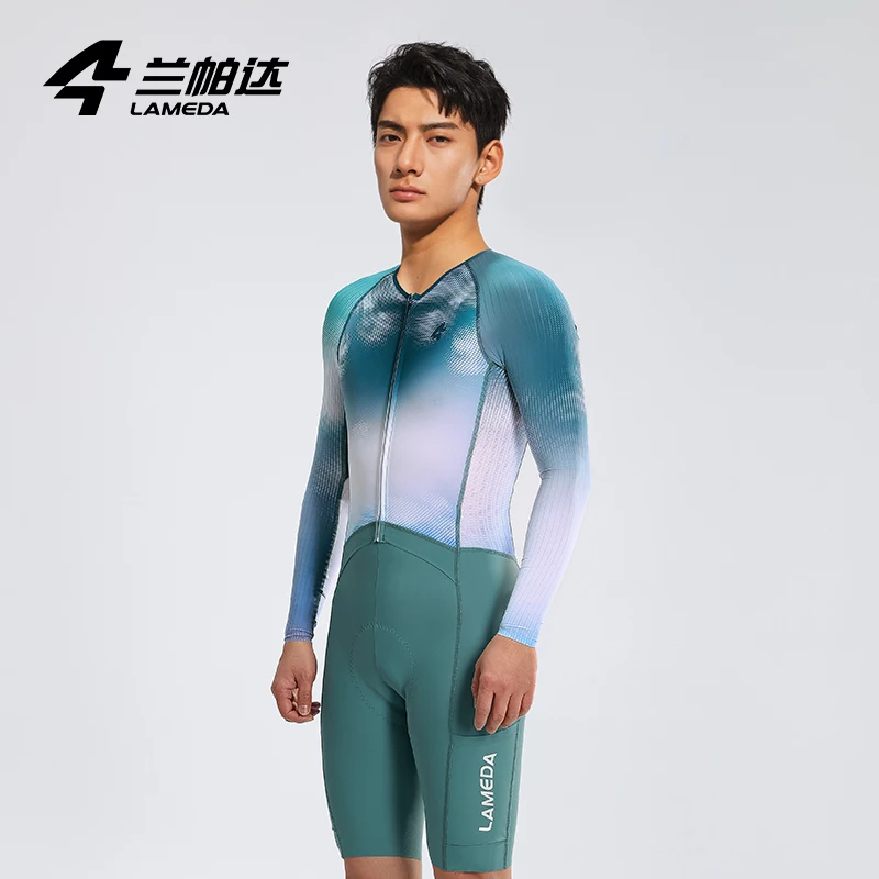 

Lameda Мужской велосипедный костюм с длинным рукавом, быстросохнущие дышащие шорты, мужской велосипедный костюм, цельный трикотаж для шоссейного велосипеда