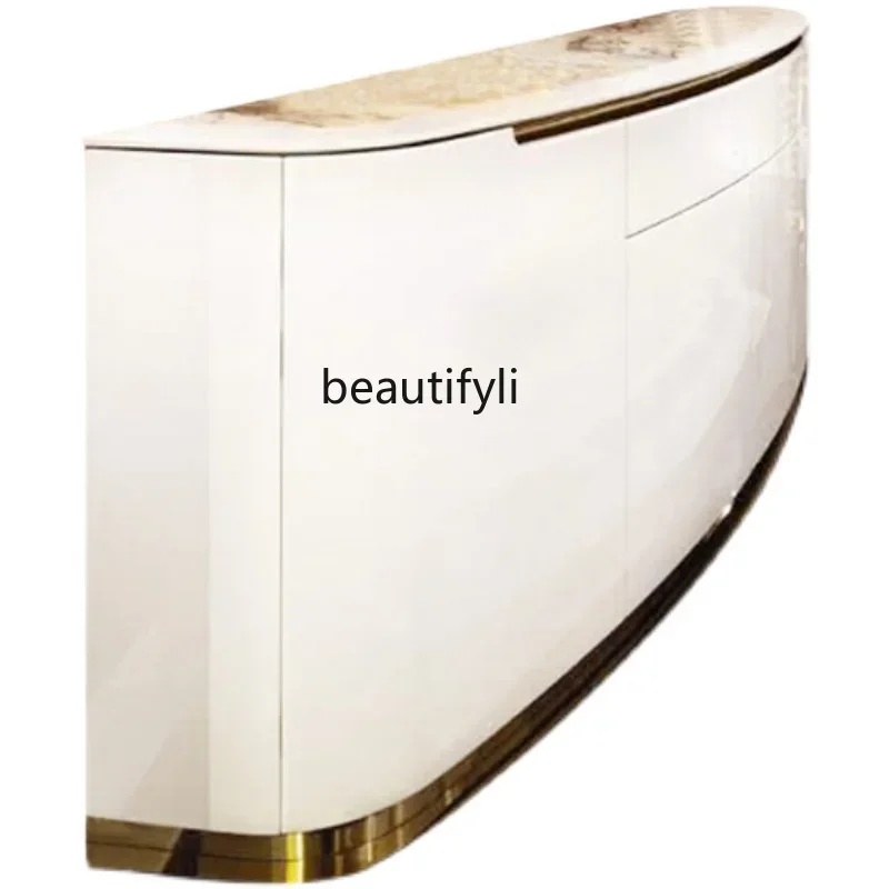 

A15 Italian Sideboard Cabinet Simple Entrance Cabinet Wine Marble Bowl Tea Cabinet Solid Wood Complete Set
