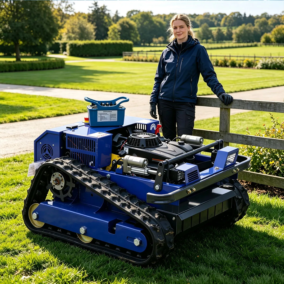 Customized China Popular Petrol Tracked Remote Control Lawn Mower - Self-Propelled Crawler Hillside cortacesped a control remoto