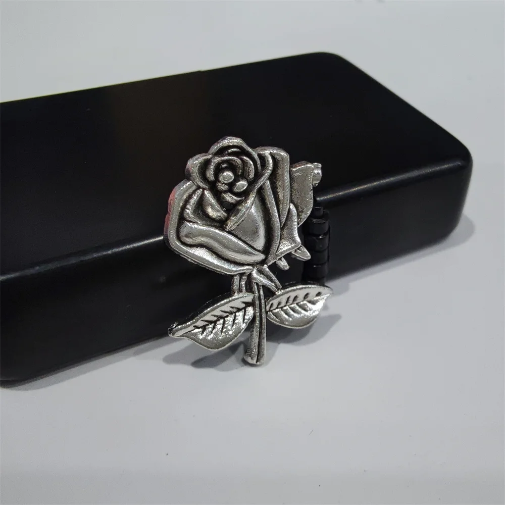 High Quality Rose flower DIY Silver Metal Badge For ZP Kerosene Grind Wheel Lighter Handmade Decor Accessory Smoking Gadgets