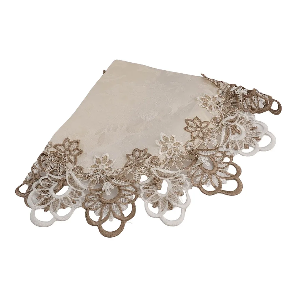 

Полиэстеровая круглая скатерть с изящным кружевом и цветочным узором для использования в помещении и на улице на обеденных или пикниковых столах