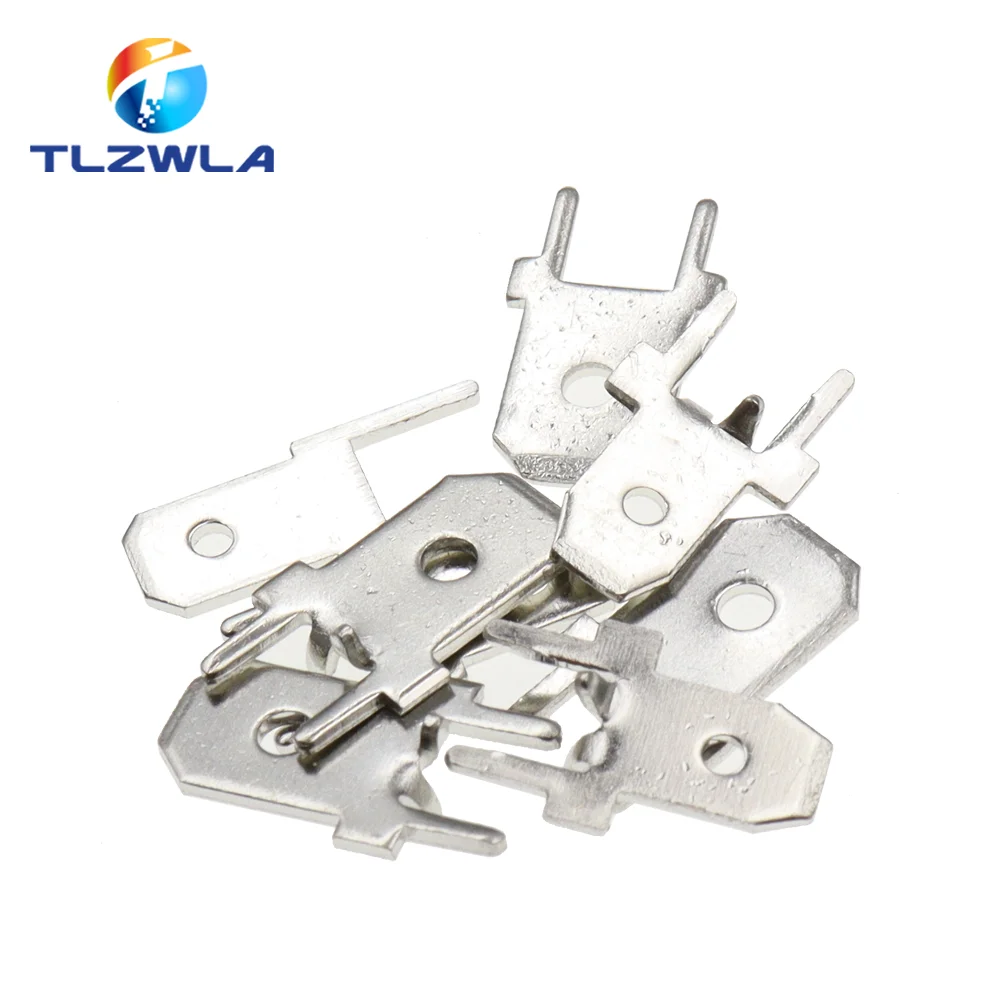 100 pz 6.3MM 4.8MM inserti spina terminale maschio 250 PCB capocorda a saldare spessore 0.8 due gambe, foglio di saldatura PCB