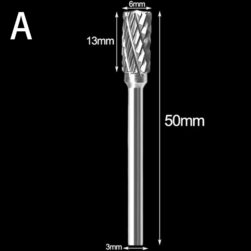 10pcs 3x6mm Tungsten Carbide Burrs Rotary Drills Die Grinder Carving Bits Double-Cut Tungsten Steel Grinding Head Hard Files