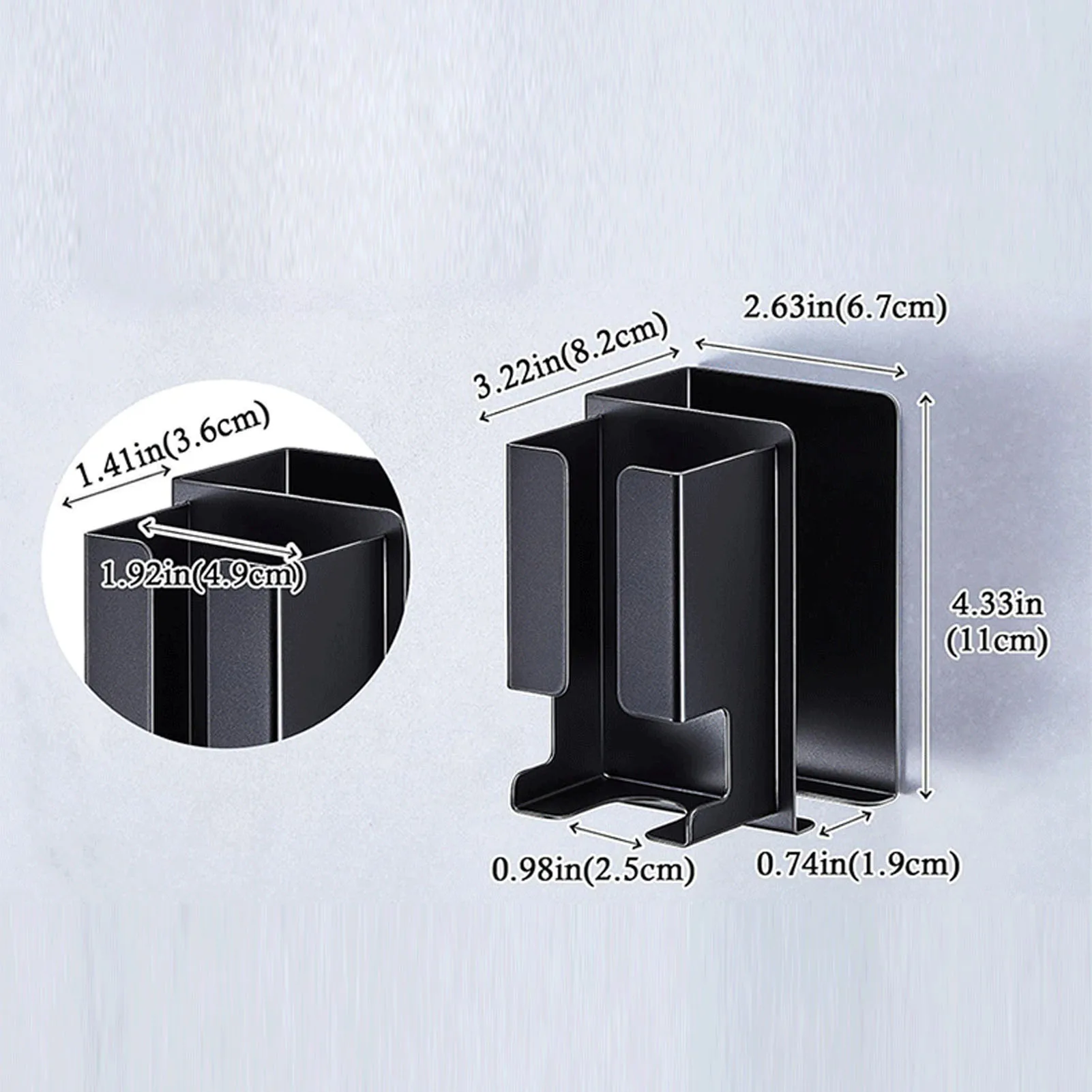 Hair Straightener Holder Wall Mount Carbon Steel Hair Tool Storage Organizer with Adhesive for Curling Iron Bathroom - view 6