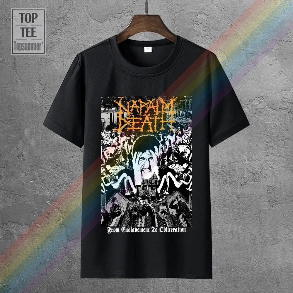 Napalm Death T Shirt From Enslavement To Obliteration 100% Official Grindcore Summer Style T Shirt