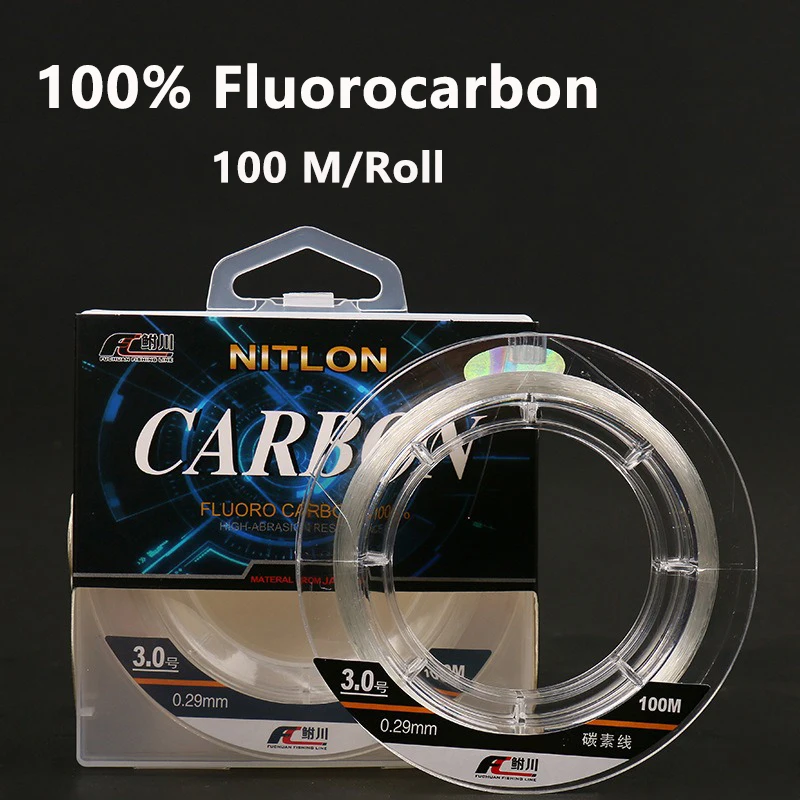 

100M 100% Fluorocarbon Fishing Line Japanese Imported Carbon Fiber Line 1-25kg Monofilament Sinking Line Sea Fishing