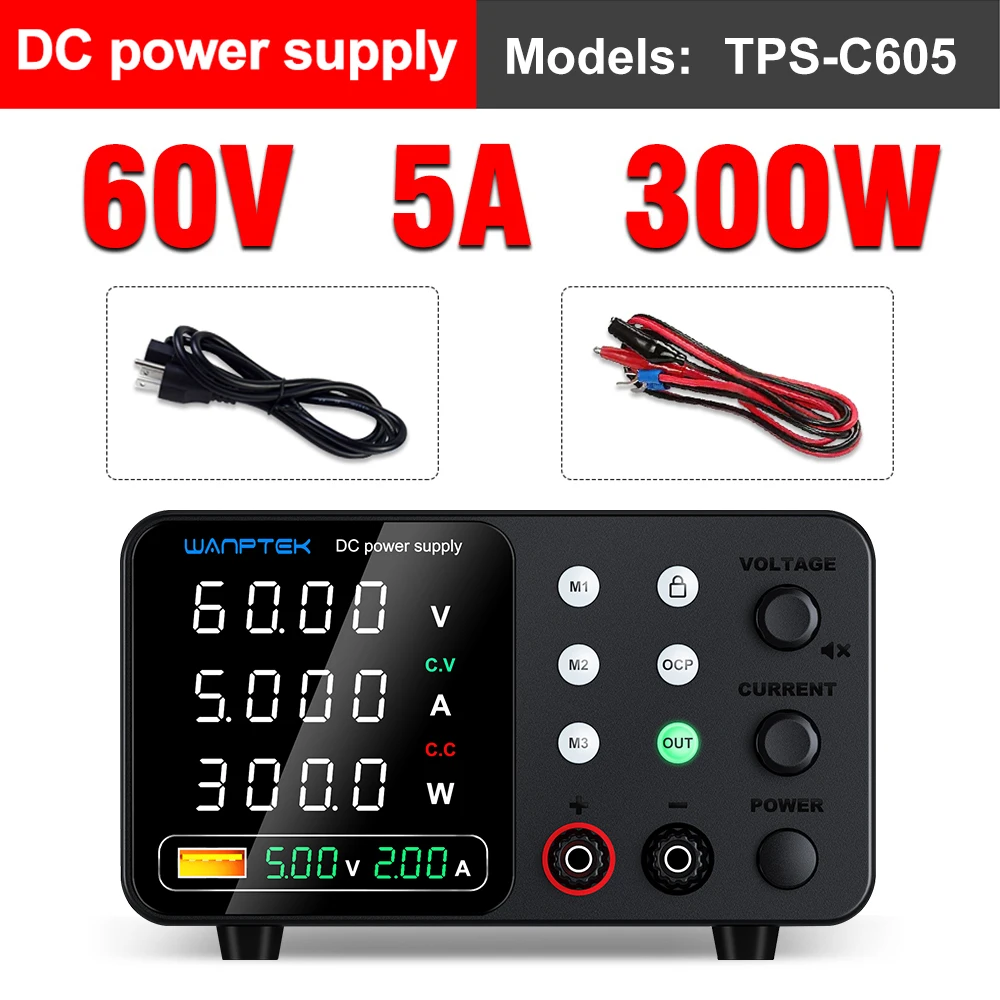 Wanptek 30V 5A 10A DC voeding 60V 5A 120V 3A LED werkbank regelbare laboratoriumvoeding encoder regelunit voor gereedschapsreparatie