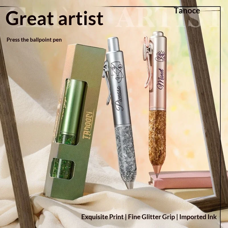 TANOOCI Retractable Glitter Grip Great Artist Fat Gel Pen 0.5mm Smooth Writing Imported Ink Signature Pen Office Stationery