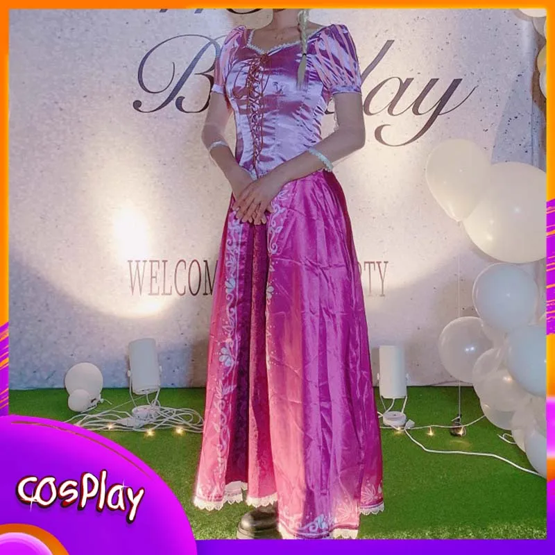 

Костюмы для косплея Диснея Рапунцель для взрослых и детей, милое платье с героями мультфильмов «Запутанная история», одежда принцессы, реквизит для Хэллоуина, карнавала, вечеринки, подарок