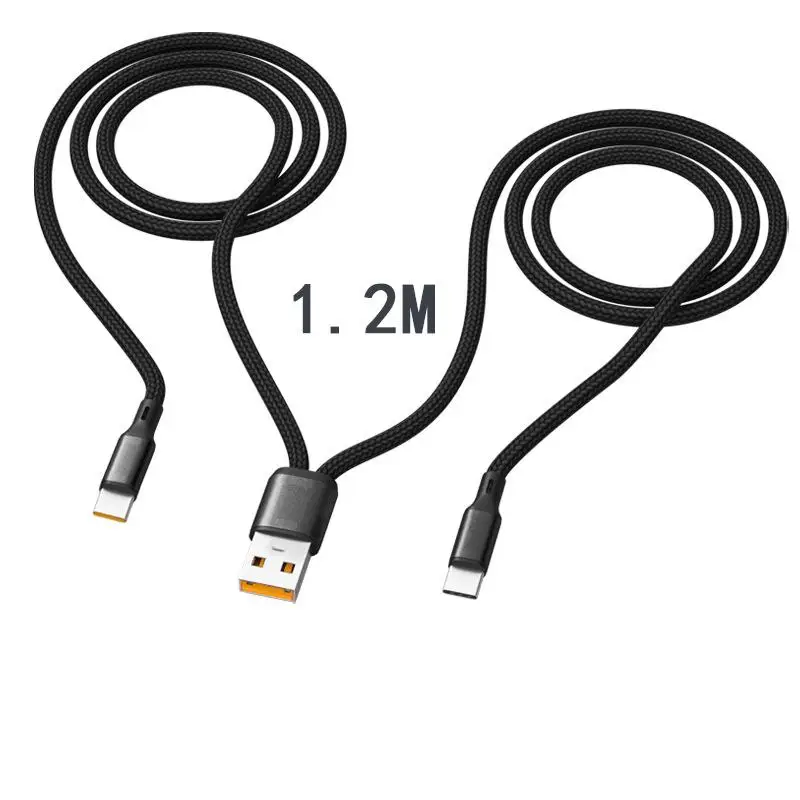6A Fast Charging 2 In 1 USB Splitter Cable Dual Type-C Output Wearproof Braided Mobile Phone Charging Cord 1.2M for Xiaomi