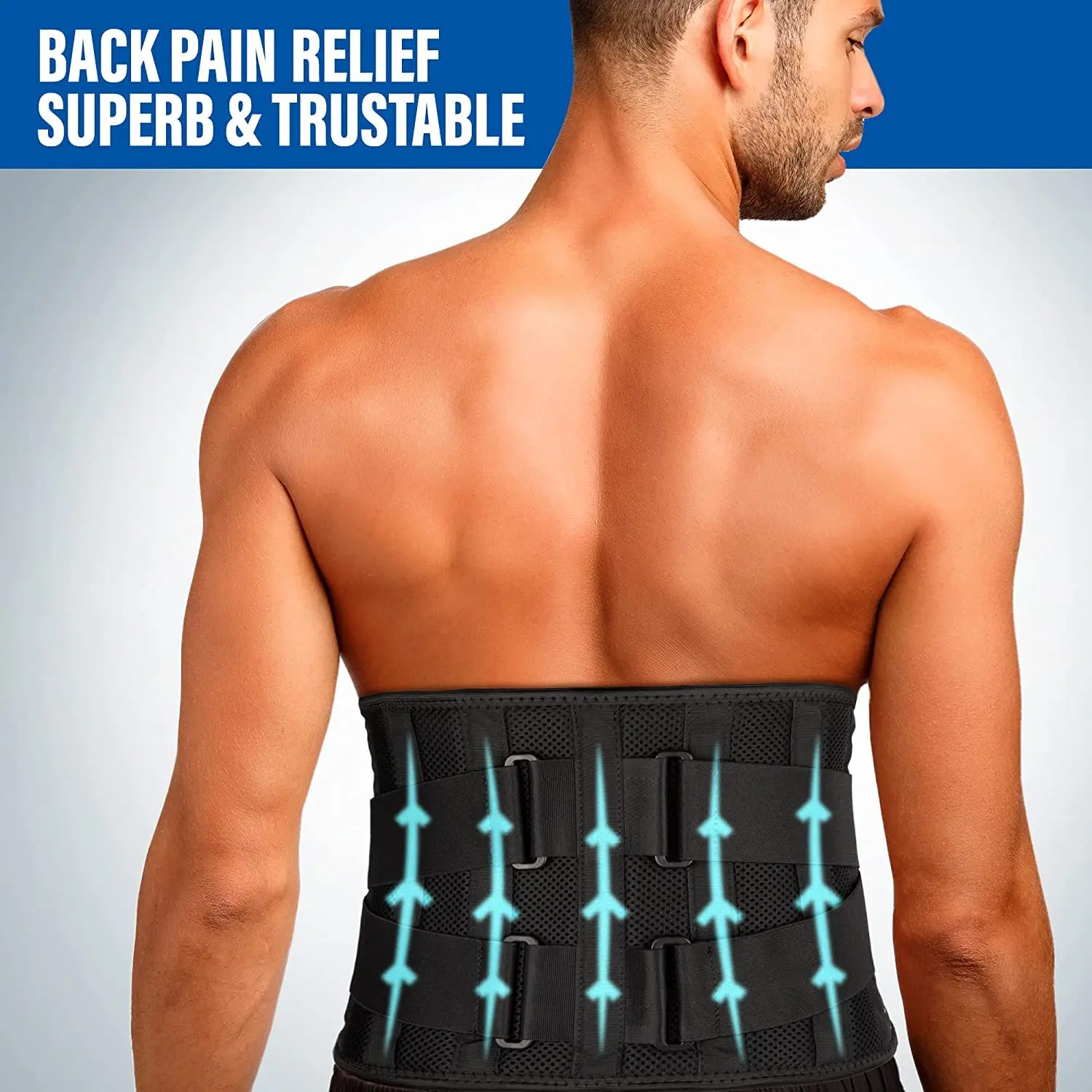 Back Brace for Men Women Lower Back Pain Relief with 7 Stays Adjustable Back Support Belt Anti-skid Lumbar Support for Sciatica