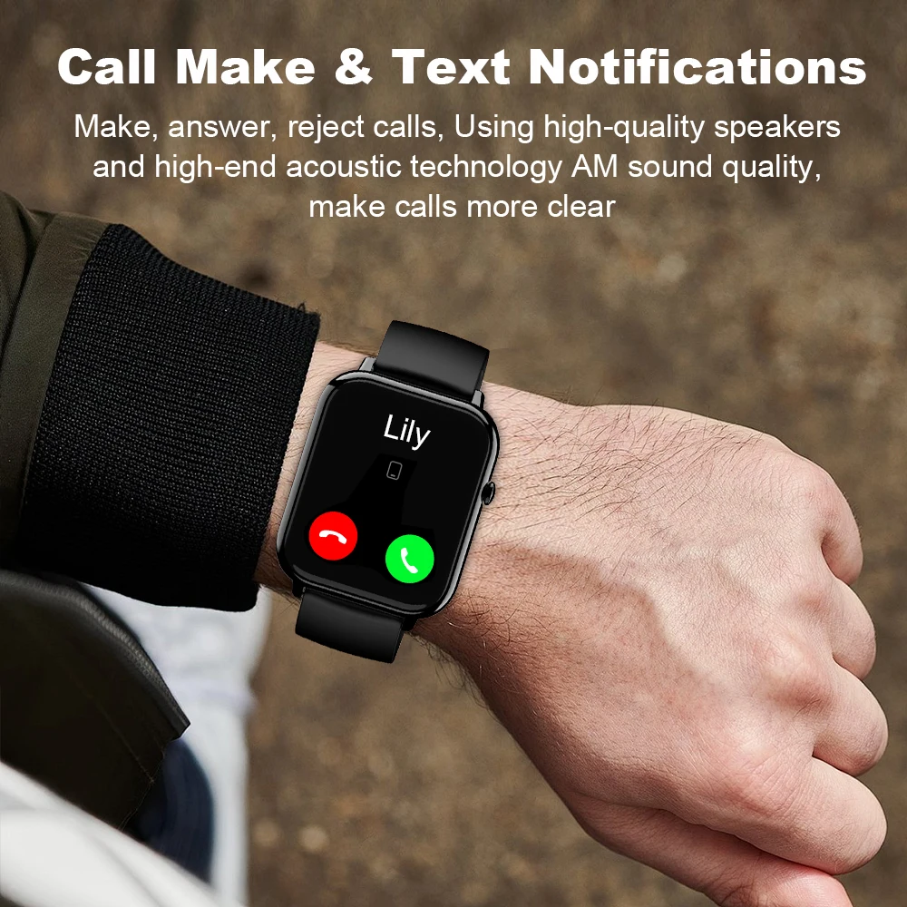 ساعة ذكية عصرية للنساء والرجال بلوتوث مكالمة DIY Watchface Whatsapp إشعار توقعات الطقس جهاز تعقب للياقة البدنية للموسيقى عن بعد