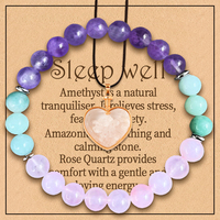 2PCS Fashion Jewelry Set for Women, Amethyst-Rose Quartz-Amazonite, Sleep Bracelet, Calm, Clear Thoughts, Balance Body and M