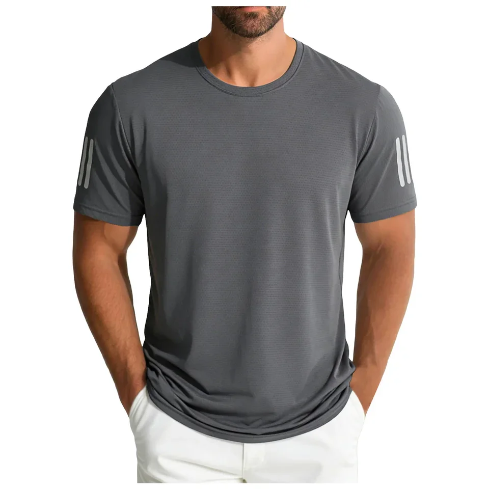 Quick Dry Mens Running T-Shirts Fitness Sports Top Gym Training Tees Breathable Jogging Casual